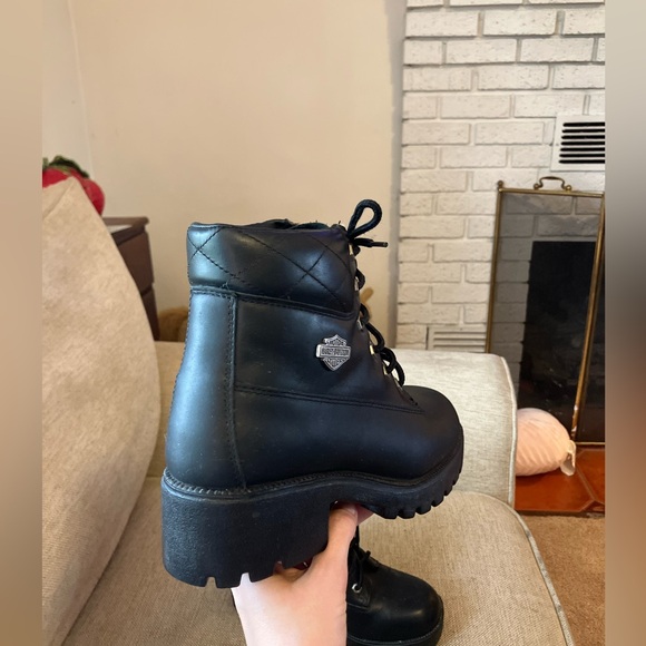 Harley Davidson black leather motorcycle boots - Picture 2 of 8